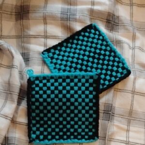 Amish Blue and Black Checkered Pot Holders